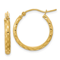 Thumbnail for 14K Polished and Satin Diamond-cut Hoop Earrings