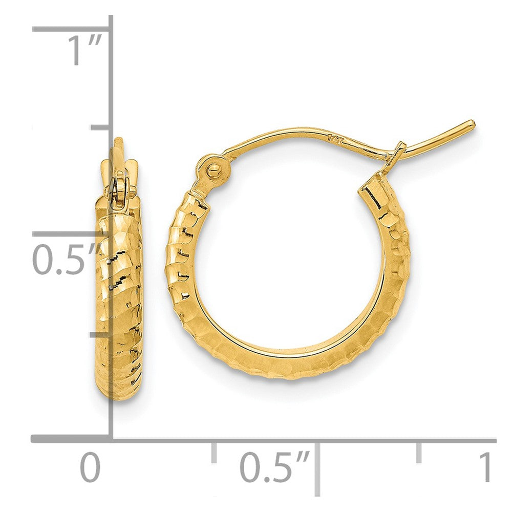 14K Polished and Textured Hoop Earrings
