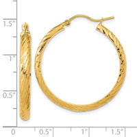Thumbnail for 14K Polished Twist Pattern Hoop Earrings