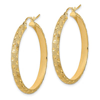 Thumbnail for 14K Polished and Brushed Diamond-cut Fancy Hoop Earrings