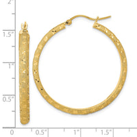 Thumbnail for 14K Polished and Brushed Diamond-cut Fancy Hoop Earrings