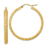 Thumbnail for 14K Polished and Brushed Diamond-cut Fancy Hoop Earrings