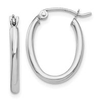 Thumbnail for 14k White Gold Polished 2mm Oval Tube Hoop Earrings