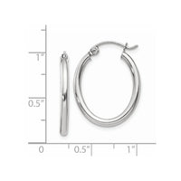 Thumbnail for 14k White Gold Polished 2mm Oval Tube Hoop Earrings