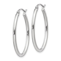 Thumbnail for 14k White Gold Polished 2mm Oval Tube Hoop Earrings