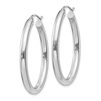 Thumbnail for 14k White Gold Polished 3.5mm Oval Tube Hoop Earrings