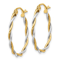 Thumbnail for 14k Two-tone Polished 1.8mm Twisted Hoop Earrings
