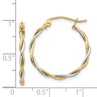 Thumbnail for 14k Two-tone Polished 1.8mm Twisted Hoop Earrings