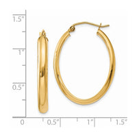 Thumbnail for 14k Polished 3.5mm Oval Hoop Earrings