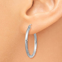 Thumbnail for 14k White Gold Satin and Diamond-cut 2mm Round Hoop Earrings