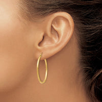 Thumbnail for 14k Satin and Diamond-cut 2mm Round Tube Hoop Earrings
