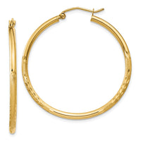 Thumbnail for 14k Satin and Diamond-cut 2mm Round Tube Hoop Earrings