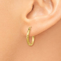 Thumbnail for 14k Satin and Diamond-cut 2mm Round Tube Hoop Earrings