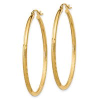 Thumbnail for 14k Satin and Diamond-cut 2mm Round Tube Hoop Earrings