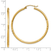 Thumbnail for 14k Satin and Diamond-cut 2mm Round Tube Hoop Earrings