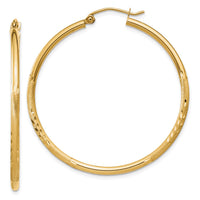 Thumbnail for 14k Satin and Diamond-cut 2mm Round Tube Hoop Earrings