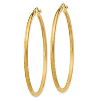 Thumbnail for 14k Satin and Diamond-cut 2mm Round Tube Hoop Earrings