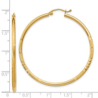 Thumbnail for 14k Satin and Diamond-cut 2mm Round Tube Hoop Earrings