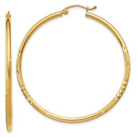 Thumbnail for 14k Satin and Diamond-cut 2mm Round Tube Hoop Earrings