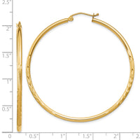 Thumbnail for 14k Satin and Diamond-cut 2mm Round Tube Hoop Earrings