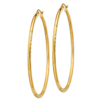Thumbnail for 14k Satin and Diamond-cut 2mm Round Tube Hoop Earrings