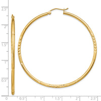 Thumbnail for 14k Satin and Diamond-cut 2mm Round Tube Hoop Earrings