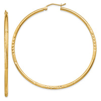 Thumbnail for 14k Satin and Diamond-cut 2mm Round Tube Hoop Earrings