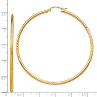 Thumbnail for 14k Satin and Diamond-cut 2mm Round Tube Hoop Earrings