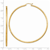 Thumbnail for 14k Satin and Diamond-cut 2mm Round Tube Hoop Earrings