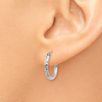 Thumbnail for 14k White Gold Diamond-cut 2mm Round Tube Hoop Earrings