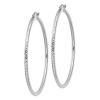 Thumbnail for 14k White Gold Diamond-cut 2mm Round Tube Hoop Earrings