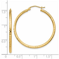 Thumbnail for 14k Diamond-cut 2mm Round Tube Hoop Earrings