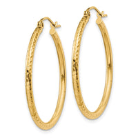 Thumbnail for 14k Diamond-cut 2mm Round Tube Hoop Earrings