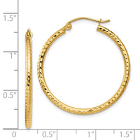Thumbnail for 14k Diamond-cut 2mm Round Tube Hoop Earrings