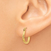 Thumbnail for 14k Diamond-cut 2mm Round Tube Hoop Earrings
