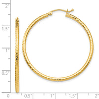 Thumbnail for 14k Diamond-cut 2mm Round Tube Hoop Earrings