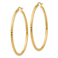 Thumbnail for 14k Diamond-cut 2mm Round Tube Hoop Earrings