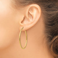 Thumbnail for 14k Diamond-cut 2mm Round Tube Hoop Earrings