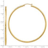 Thumbnail for 14k Diamond-cut 2mm Round Tube Hoop Earrings