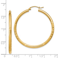 Thumbnail for 14k Satin and Diamond-cut 2.5mm Round Hoop Earrings