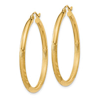 Thumbnail for 14k Satin & Diamond-cut 2.5mm Round Hoop Earrings
