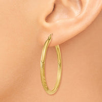 Thumbnail for 14k Satin & Diamond-cut 2.5mm Round Hoop Earrings