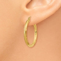 Thumbnail for 14k Satin and Diamond-cut 2.5mm Round Hoop Earrings