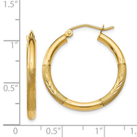 Thumbnail for 14k Satin and Diamond-cut 2.5mm Round Hoop Earrings