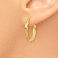 Thumbnail for 14k Satin and Diamond-cut 2.5mm Round Hoop Earrings