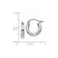 Thumbnail for 14k White Gold Diamond-cut 3mm Round Hoop Earrings