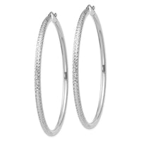 Thumbnail for 14k White Gold Diamond-cut 3mm Round Hoop Earrings