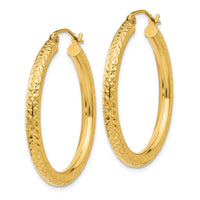 Thumbnail for 14k Diamond-cut 3mm Round Hoop Earrings