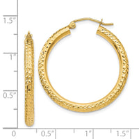 Thumbnail for 14k Diamond-cut 3mm Round Hoop Earrings