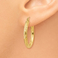 Thumbnail for 14k Diamond-cut 3mm Round Hoop Earrings
